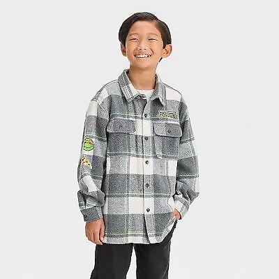 Boys' Teenage Mutant Ninja Turtles Shacket - Green/Charcoal Gray S