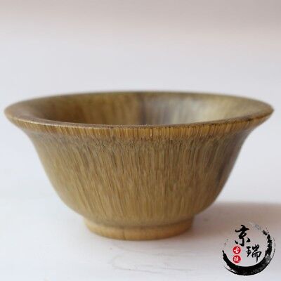 china old antique Hand carved ox horn bowl cup Collection 148g