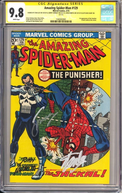 AMAZING SPIDER-MAN #129 CGC 9.8 SS 4x Lee Romita Hunt Conway WP 1ST APP PUNISHER