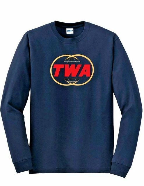 TWA Trans World Airline Red Gold Retro Logo Tee Airline Blue Long Sleeve T-shirt