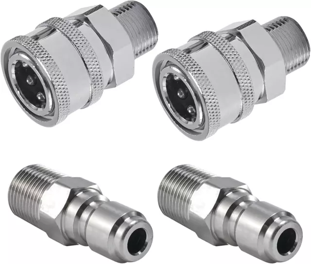 Pressure Washer Quick Connect 3/8 Inch Fittings Adapter Set Male Thread 4 Pieces
