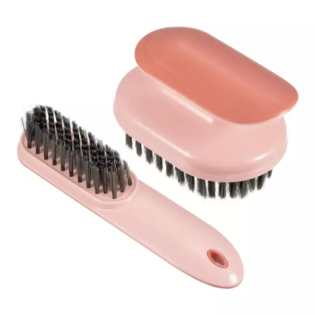 PP Bristle Cleaning Brush with ABS Grip Shoes Clothes Scrubber 1 Set, Pink