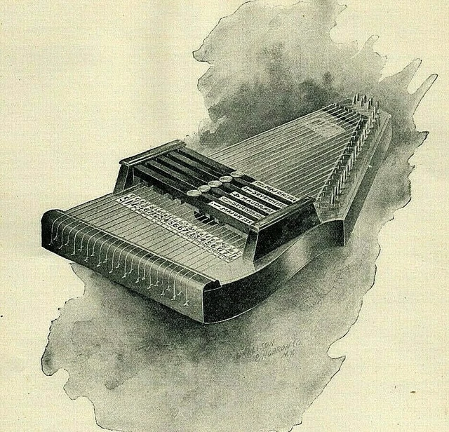 1895 AUTOHARP HARP Musical Instrument Engraving ORIGINAL Print Ad 4689