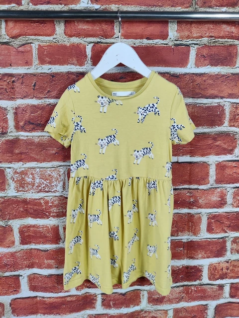 Pacchetto Ragazze Età 5-6 Anni Abito A Maniche Corte M&S X2 Set Doppio Gatto Tigre 116 Cm 3