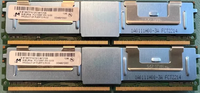 LOT OF 2 Micron MT36HTF1G72FZ-667C1D6 8GB PC2-5300 DDR2-667MHz ECC RAM MEMORY