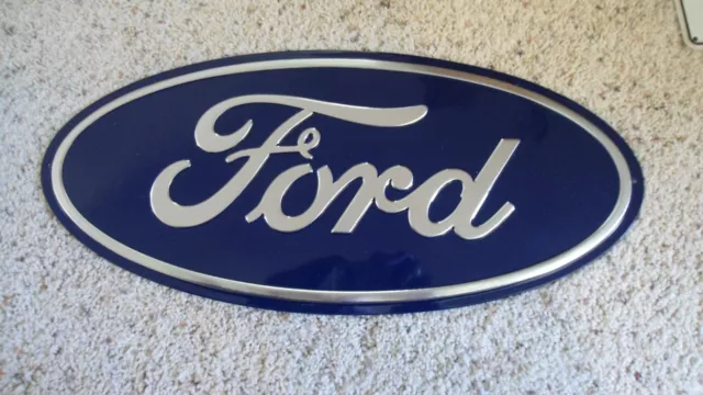 Ford Blue 20" Oval Logo Metal Tin Sign Car Vintage Auto Emblem Garage Man Cave