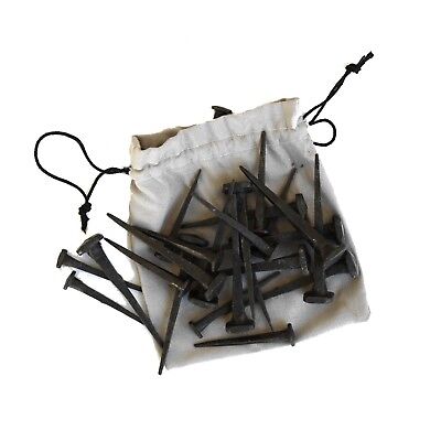 Cut Nails Hand Crafted Wrought Iron Bag of 24 Two Sizes 3" and 2" Hammered Head