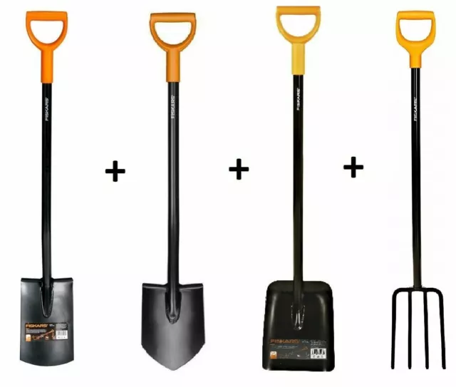 FISKARS 131413 + 131403 + 132403 + 133423 Solid Set! Spaten Gabel Schippe Garten