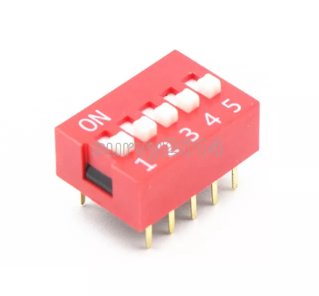 10Pcs Slide Type Switch Module 2.54mm 5-Bit 5 Position Way DIP Red Pitch NEW