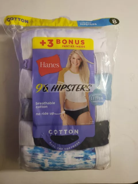  Hanes Girls No Ride Up Cotton TAGLESS Hipsters 9