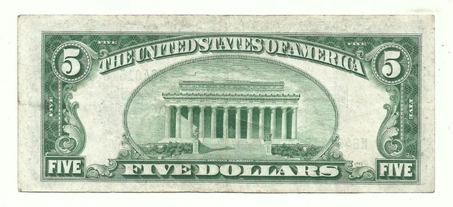 1934C $5 BLUE Seal SILVER Certificate! Old US Paper Money Currency! 3