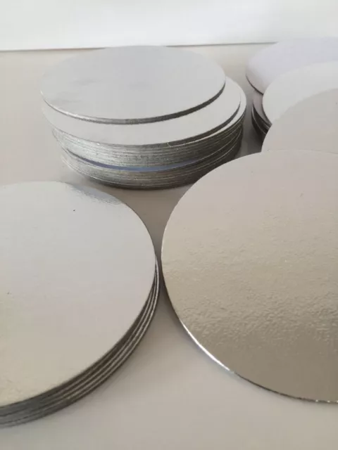 5" pulgadas REDONDAS DE CORTE DELGADO BORDE PLATEADO tablas para pasteles tarjetas azúcar artesanía bandeja de Navidad 3