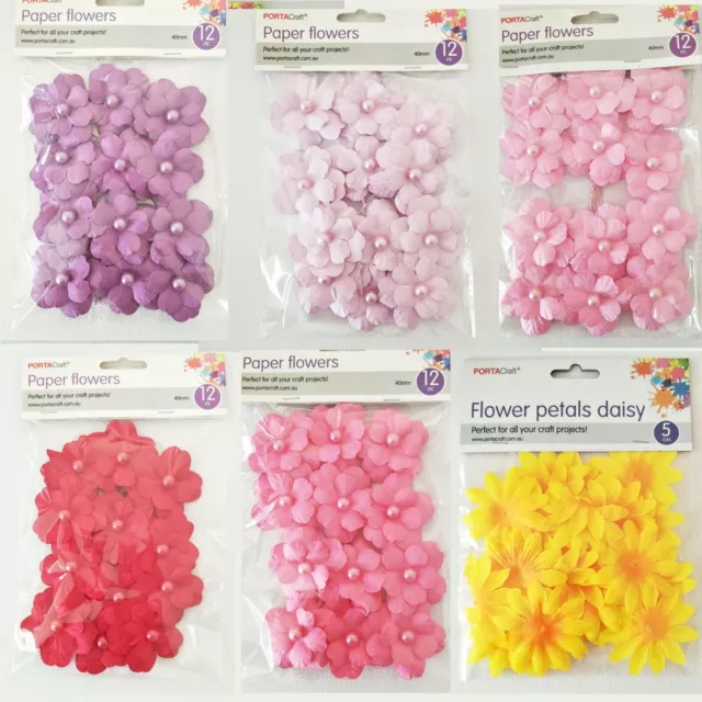 Paper flower cherry blossom 11 selection 12pk or 32 pk scrapbook embellishment