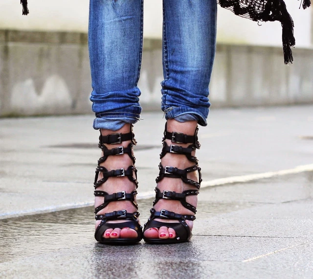 ZARA NOIR SANDALES Cuir Lani res Talons UK 5 6 EUR 75 15 PicClick FR