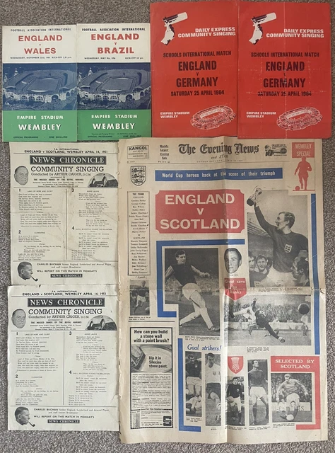 ENGLAND FOOTBALL PROGRAMMES, Newspaper And Song Sheets £10.95 - PicClick UK