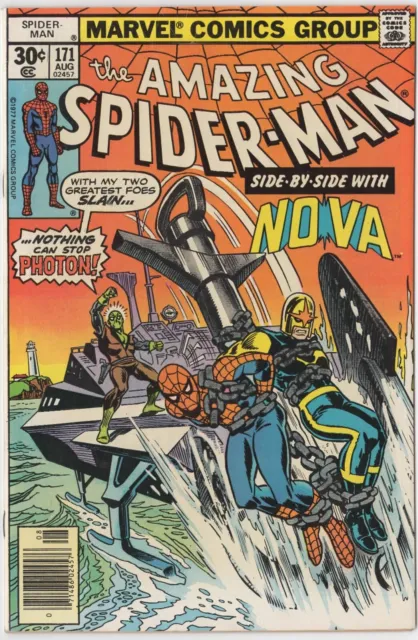 Amazing Spider-Man #171 Nm- Marvel Comics Aug 1977 Nova & Photon - Hi-Res Scans