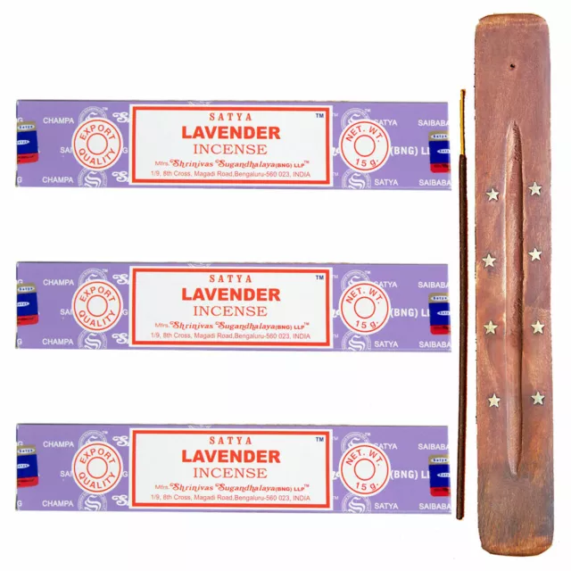 Lavanda Fragancia Booghe Incienso Nag Champa Palos Soporte Con 3x Paquete