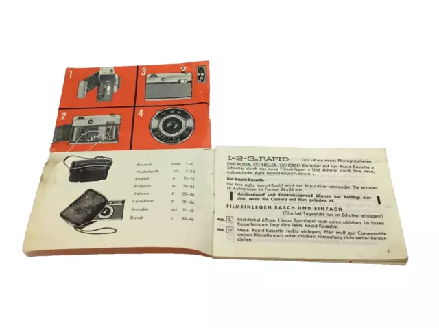 AGFA Vintage Isomat Rapid Camera Original Instruction Manual 2