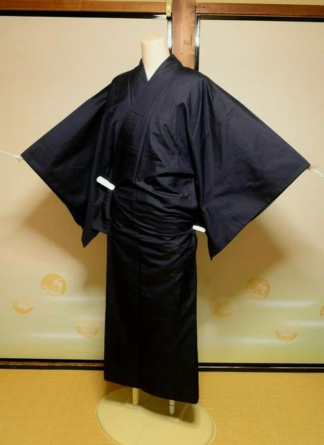 (with Flaws) Men's Silk Kimono Japanese vintage Robe 135cm /1132