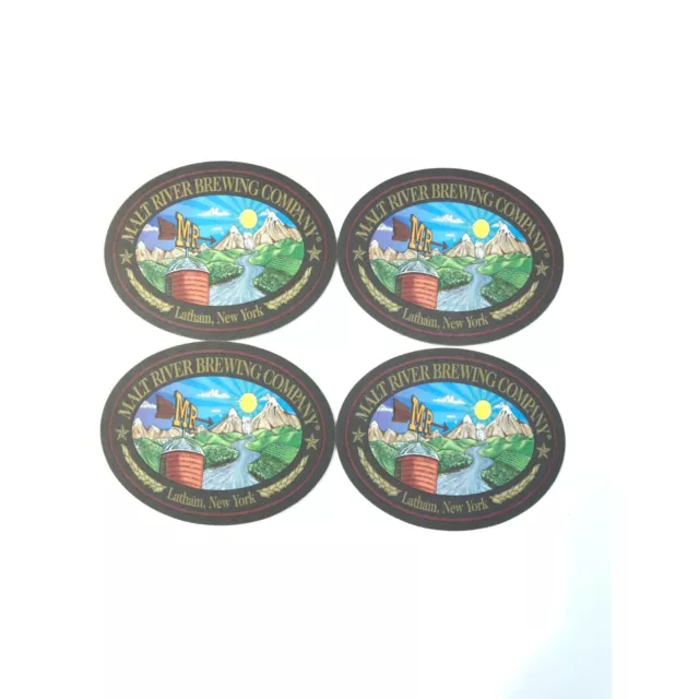 Vintage Malt River Brewing beer coaster set, Latham New York, in beer we trust