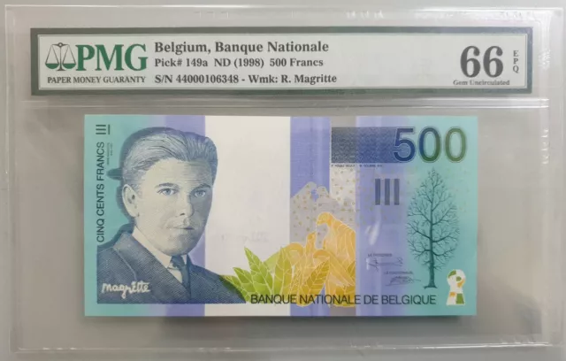 BELGIUM 1998 500 Francs P 149 a UNC PMG 66 EPQ