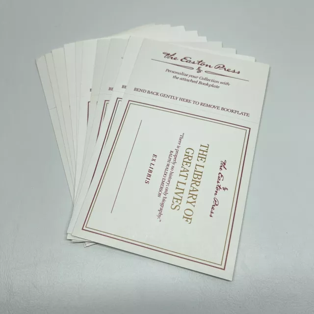 Easton Press Ex Libris 10 Bookplates Library of Great Lives White 4" x 3.75" New
