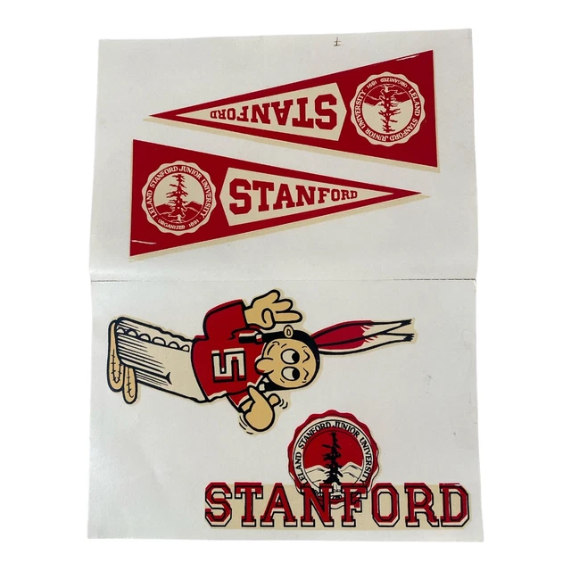 Vintage 60's Stanford University Cardinals Indians Paper Decal Window Transfers