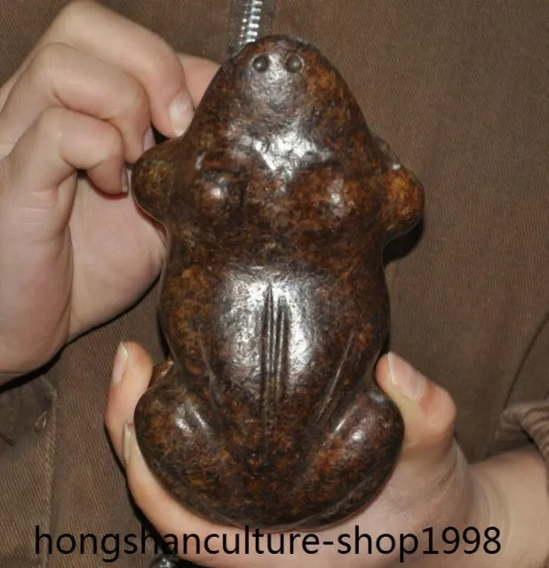 6'' China Hongshan culture old jade stone animal frog Artwork feng shui statue