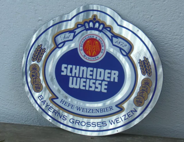 Schneider Weisse Kelheim München Reklame Spiegelschild Schild Logo Alt