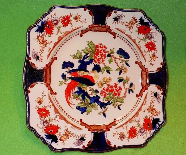Grimwades ROYAL WINTON ' Westminster ' square plate w/ perched bird 8.75 Vintage