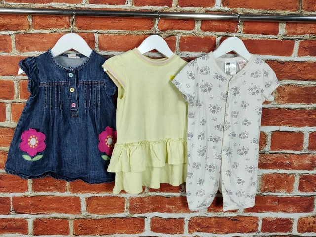 Pacchetto Bambina Età 9-12 Mesi Bluezoo Next H&M Abito Denim Romper Estate 80Cm