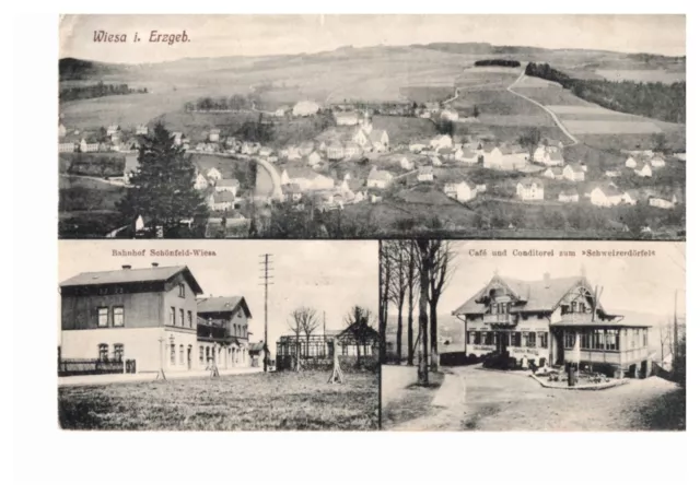 MBK Wiesa im Erzgebirge / Bahnhof Schönfeld - Wiesa / gelaufen 1917 - Feldpost