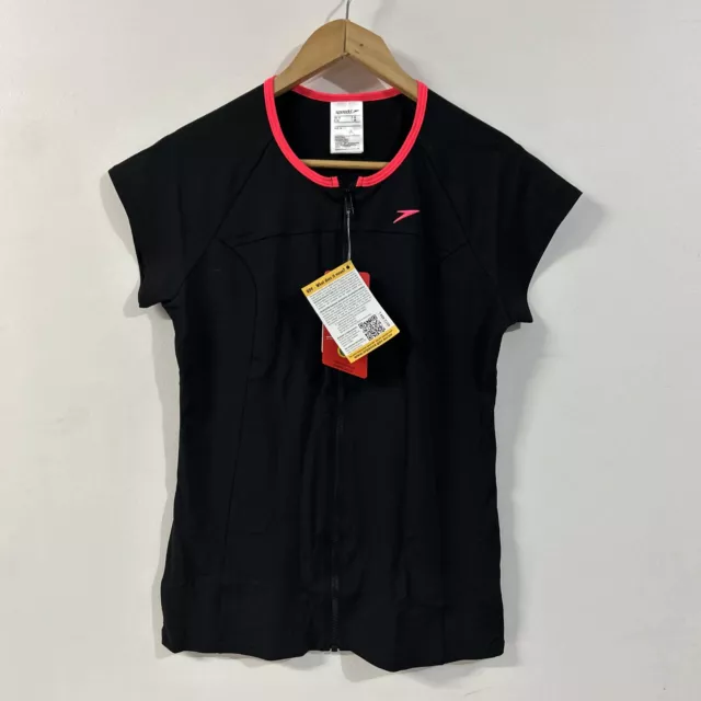 Speedo Women's Cap Sleeve Sun Top Zip Front Endurance Size AUS 14 - Brand New
