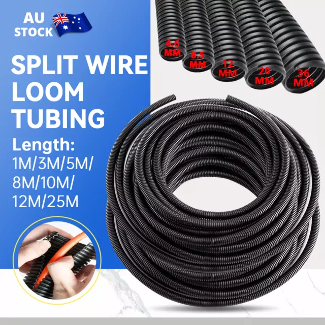 Heavy Duty DIY Loom Tubing Assortment Wire Corrugated Cable Conduit Manage UV