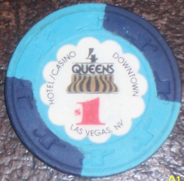 Old $1 FOUR QUEENS Hotel Casino Poker Chip Vintage Antique H/C Mold Las Vegas NV