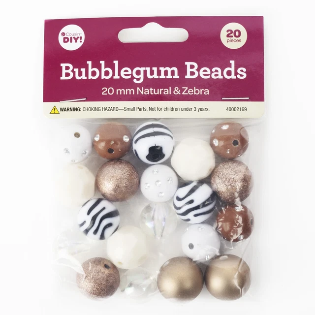 Cuentas de chicle CousinDIY 20 mm 20/paquete-cebra natural -40002169