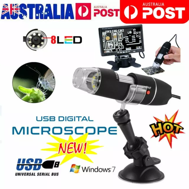 1600X 8 LED Digital USB Handheld Microscope Endoscope Magnifier Camera AU GD