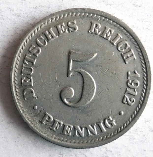 1912 D German EMPIRE 5 PFENNIG - Collectible Coin German Bin #6