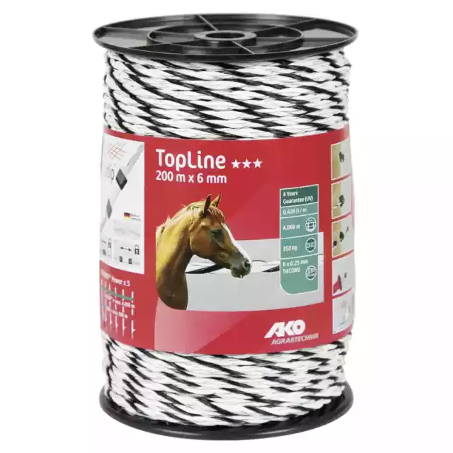 Ako Elektroseil TopLine 6 mm/200 m Elektro Seil Weidezaun Weidezäune Nr. 449593