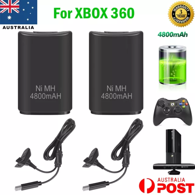 For XBOX 360 Wireless Controller Rechargeable Battery Packs + USB Charger Cable