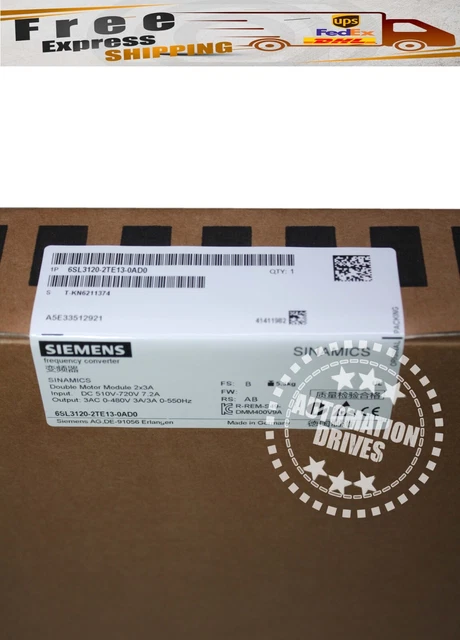 Siemens SINAMICS S120 double motor module 6SL3120-2TE15-0AD0 New, 750,00 Siemens SINAMICS S120 double motor module 6SL3120-2TE15-0AD0 New, 750,00