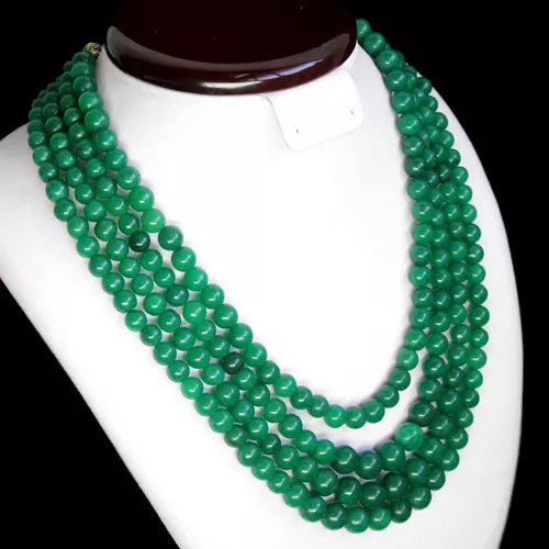 World Class Rare 996.00 Cts Natural 4 Strand Green Emerald Round Beads Necklace