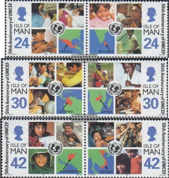 GB - Insel Man 695-700 Paare (kompl.Ausg.) postfrisch 1996 UNICEF