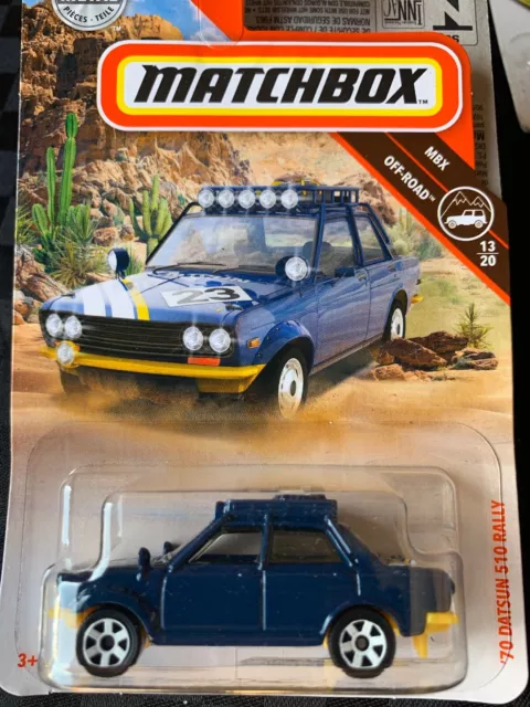MATCHBOX 70 Datsun 510 Rally (Blue) - Mbx Off Road NEW SEALED HTF