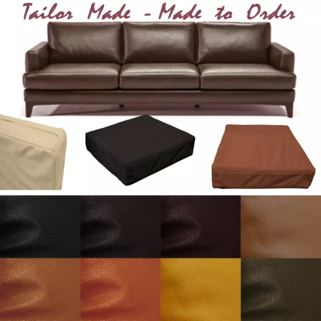 Tailor Made*Cover Only*Faux Leather Skin Box Square Sofa Seat Bench Cushion Pb4