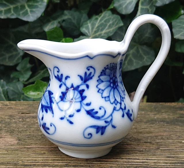 Vecchio Ernst Teichert Meissen Lattiera Crema Piccola Caraffa Blu Cipolla ~1920