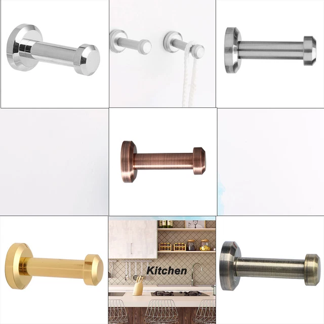 Wall Hooks Copper Hook Coat Towel Bags Bathroom DIY Hanger Holder w Screws