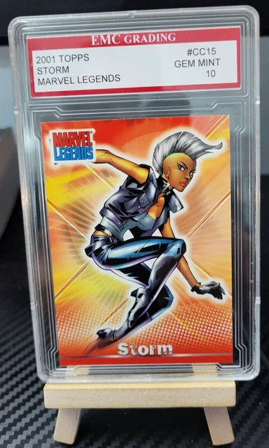 STORM🔥 Marvel Legends  CARD  2001 EMC GRADED 10🔥🔥WITH CARD STAND