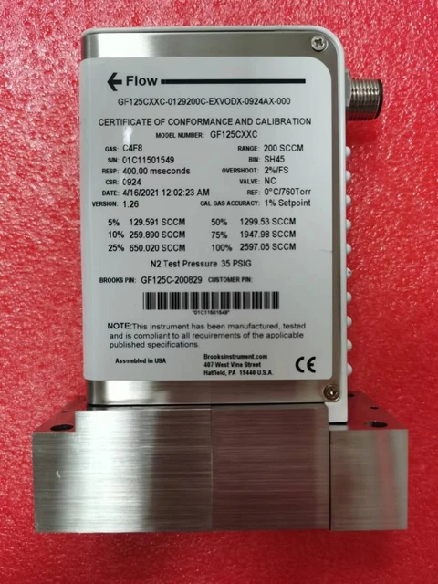 BROOKS GF125CXXC-0129200C-EXVODX-0924AX-000 Mass Flow Controller,GF125C-200829,C