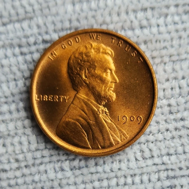 1909  1C  LINCOLN WHEAT CENT PENNY Red VDB  UNC Detail